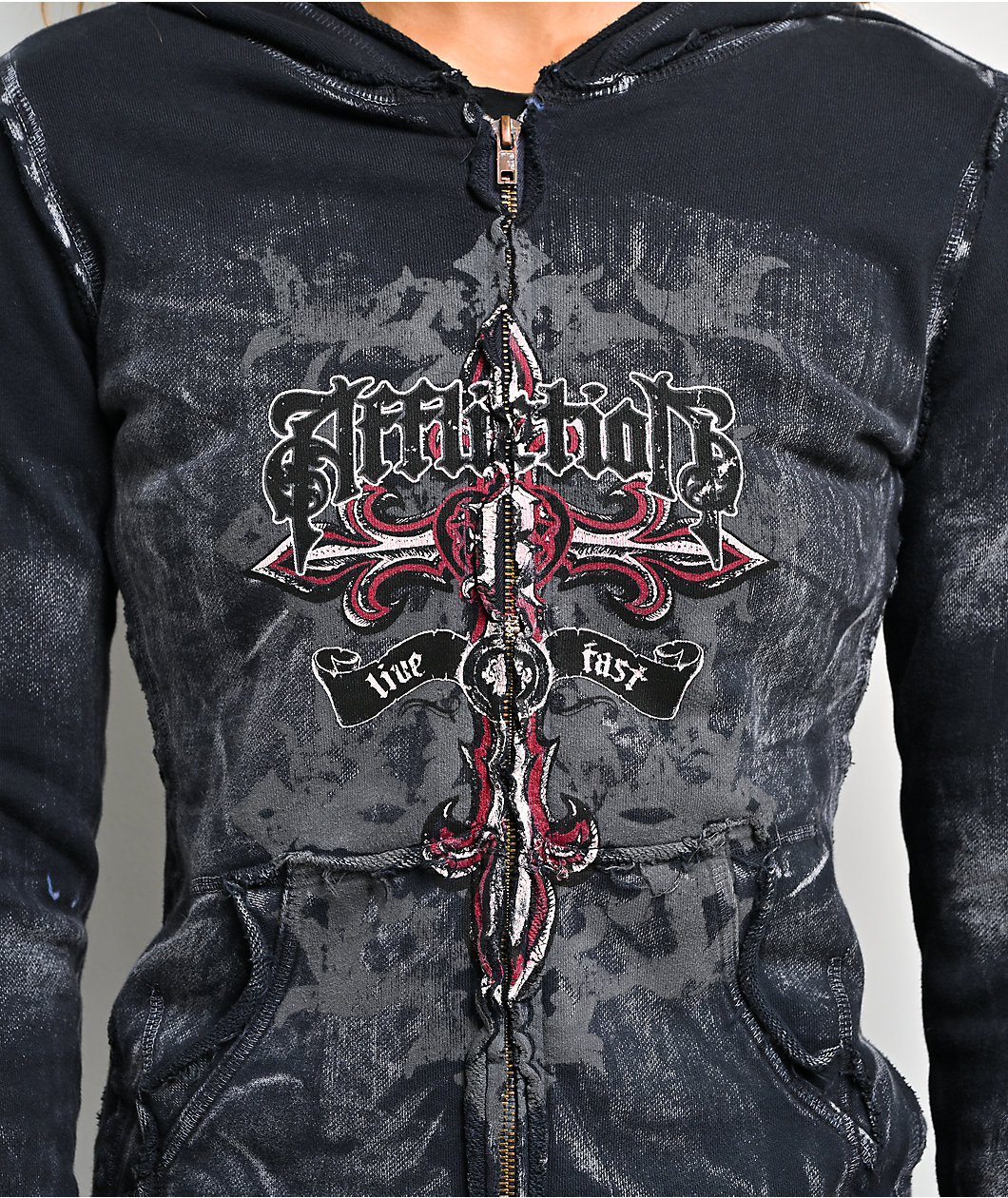 Affliction x Rogue Shaylene Blue Zip Hoodie