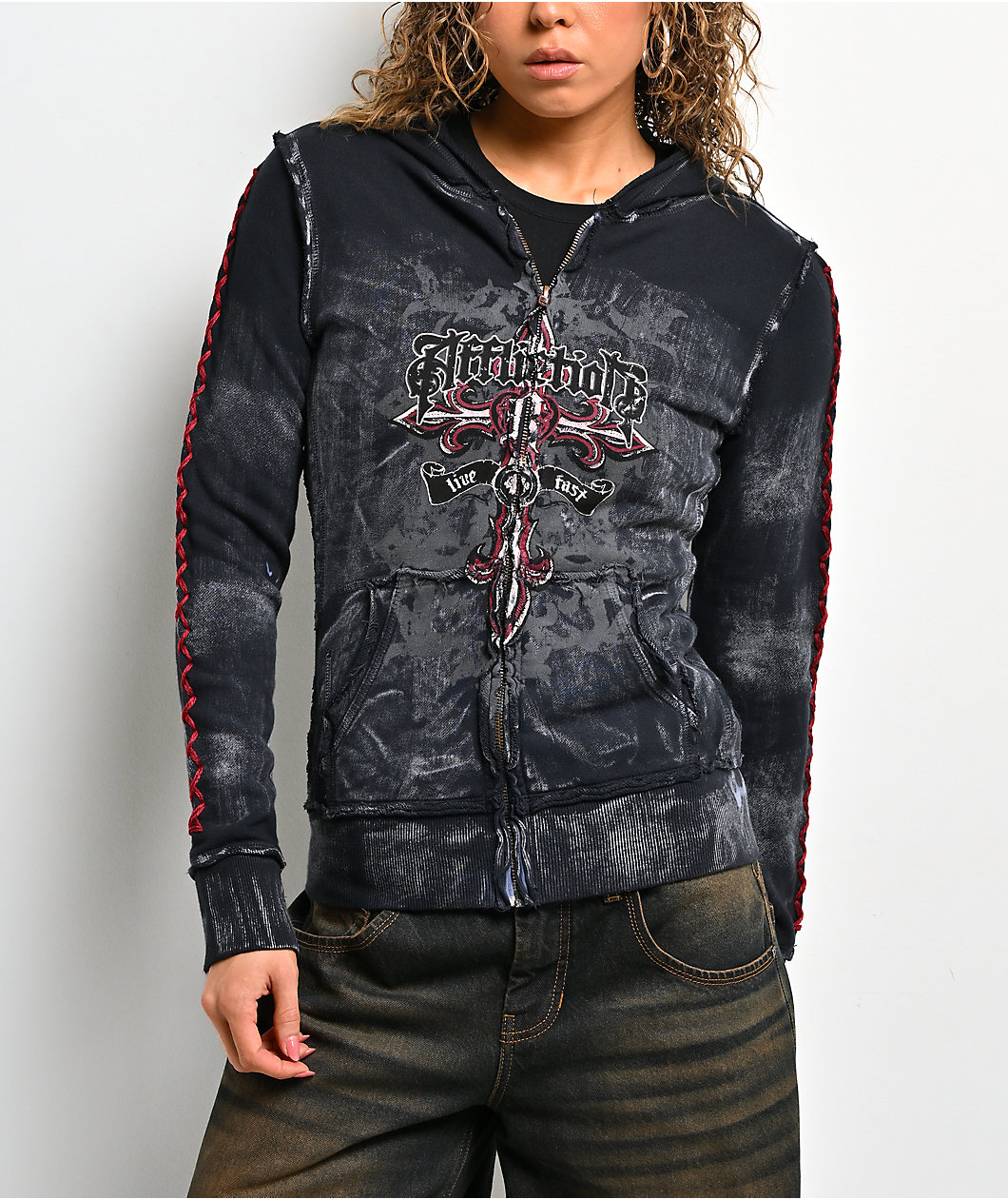 Affliction x Rogue Shaylene Blue Zip Hoodie