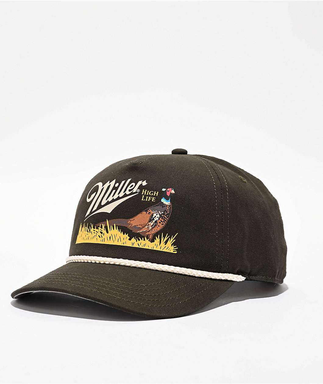 American Needle x Miller Genuine Draft Pheasant Army Green Snapback Hat