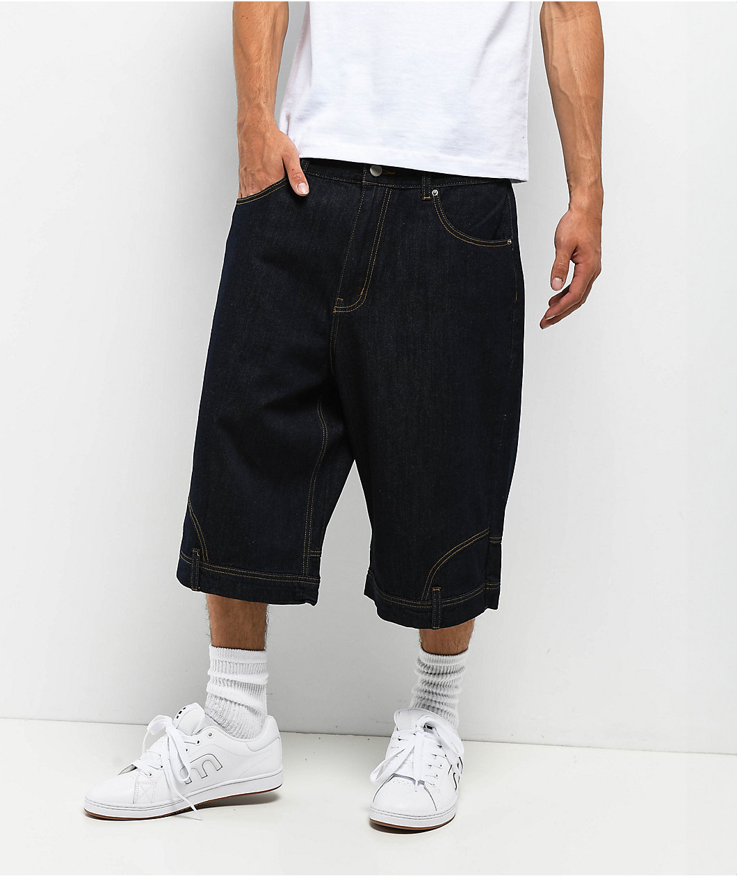 American Stitch Backwards Dark Blue Denim Shorts