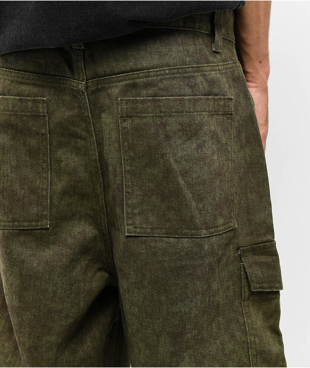 American Stitch Baggy Green Wash Cargo Denim Shorts