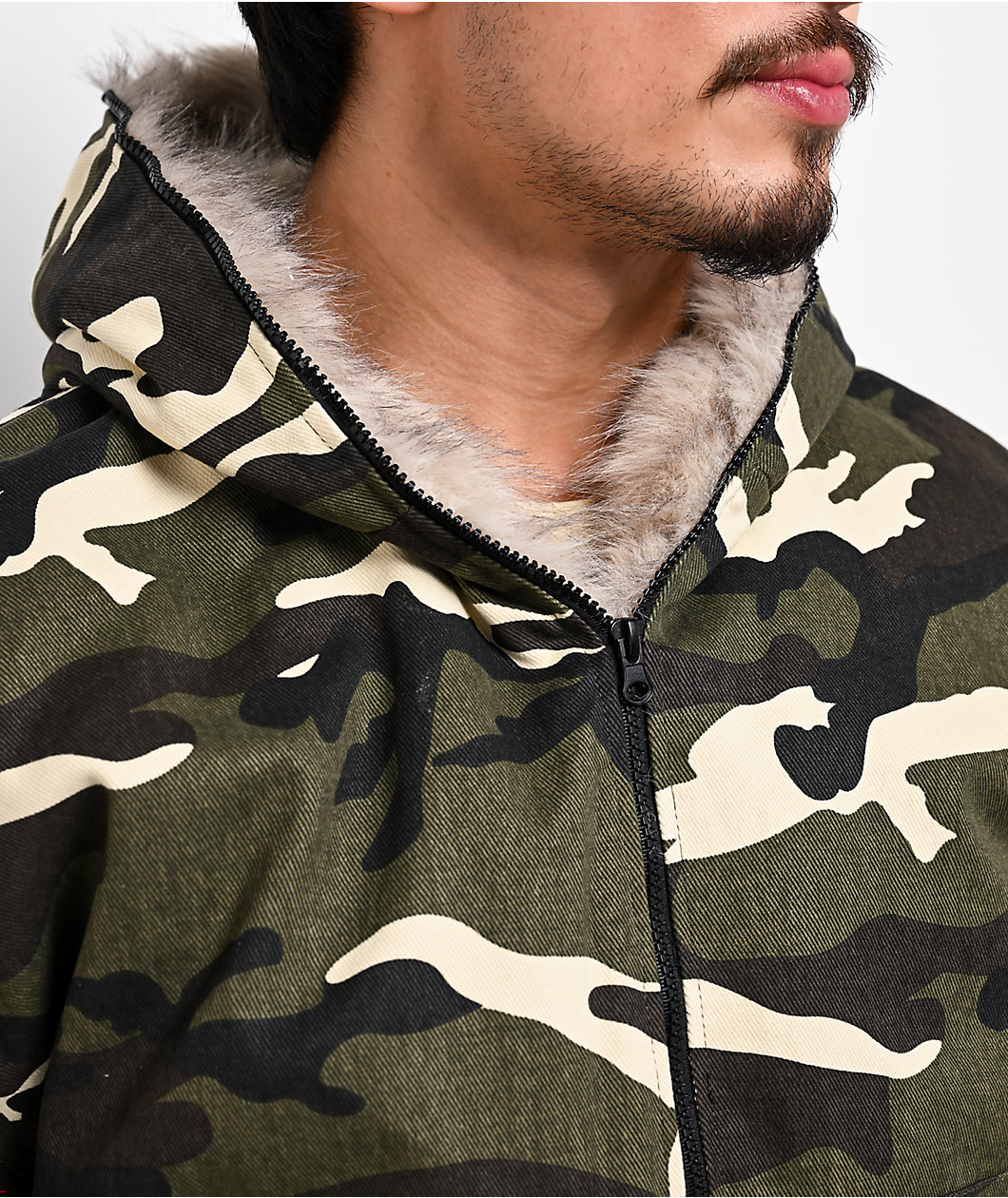 American Stitch Camo Canvas Hooded Crop Jacket