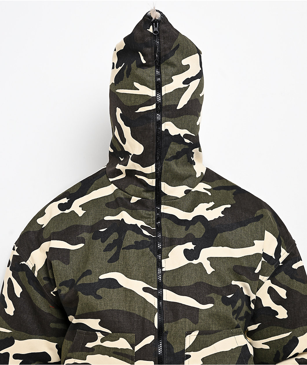 American Stitch Camo Canvas Hooded Crop Jacket