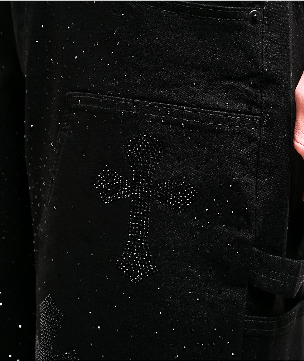 American Stitch Cross Rhinestone Double Knee Carpenter Shorts