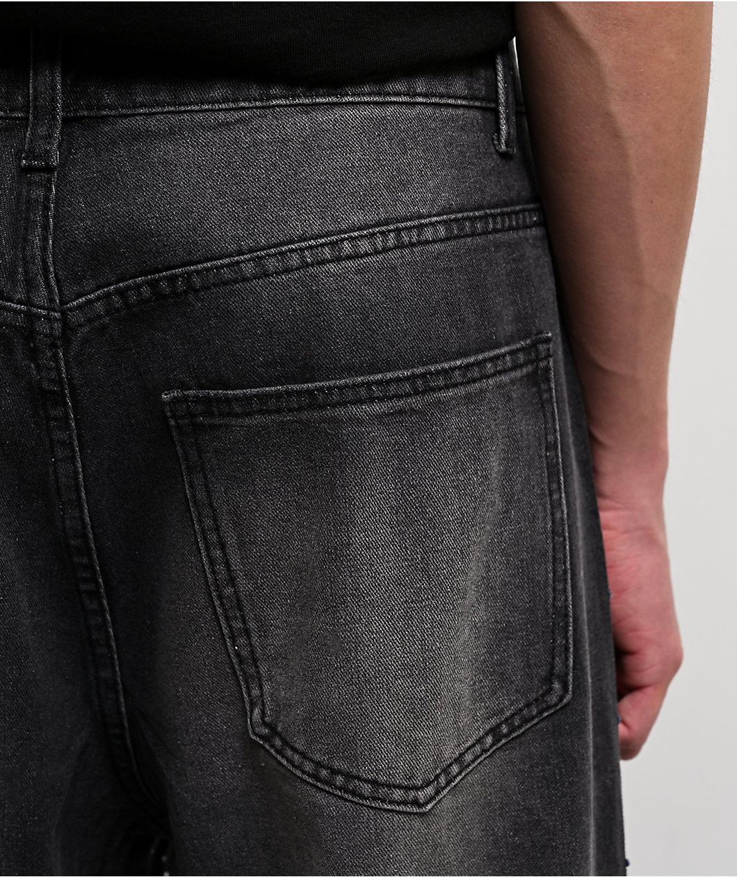 American Stitch Distressed Rhinestone Grey Wash Jeans