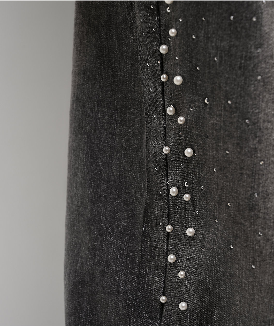 American Stitch Pearl Rhinestone Grey Wash Baggy Jeans