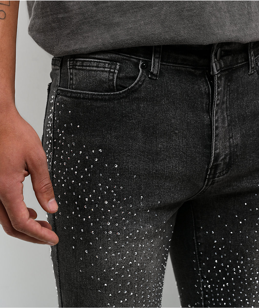American Stitch Rhinestone Black Wash Bootcut Jeans