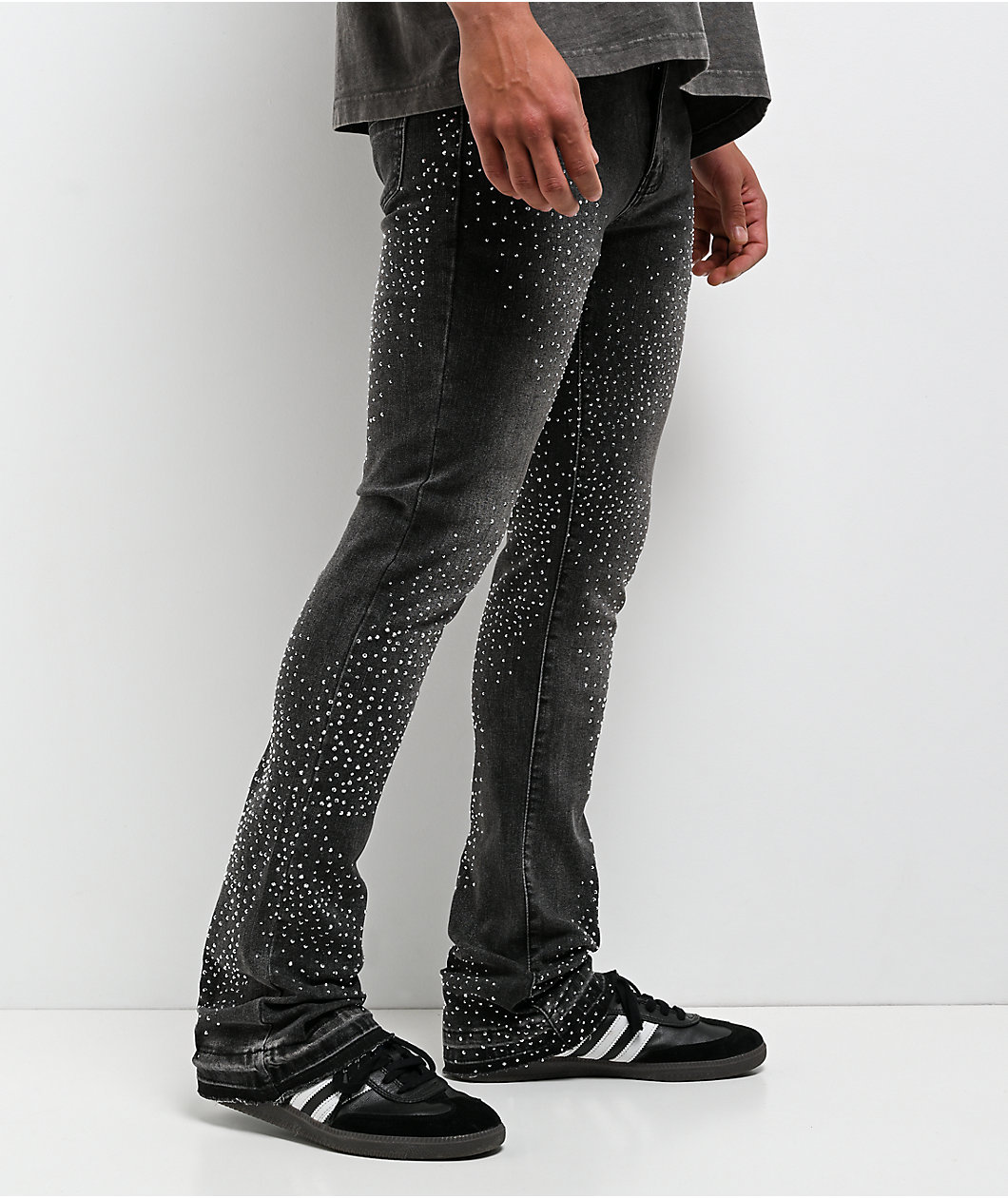 American Stitch Rhinestone Black Wash Bootcut Jeans