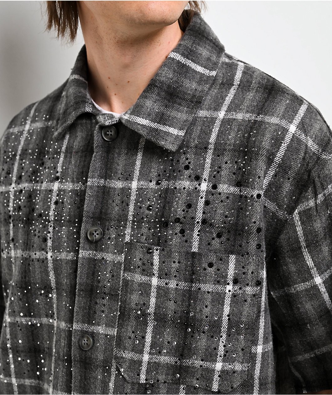 American Stitch Rhinestone Grey Flannel T-Shirt
