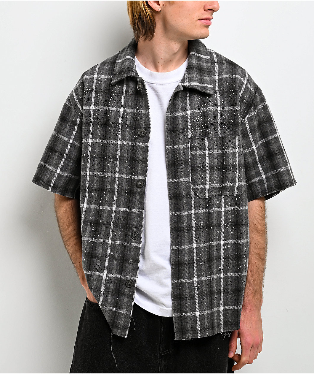 American Stitch Rhinestone Grey Flannel T-Shirt