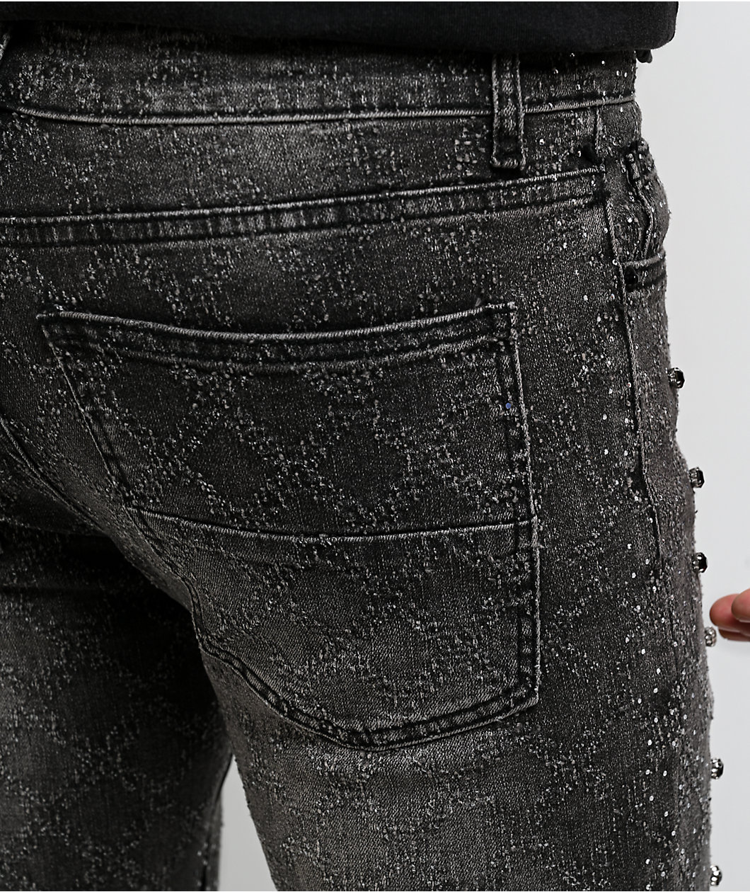 American Stitch Rhinestone Grey Wash Bootcut Jeans