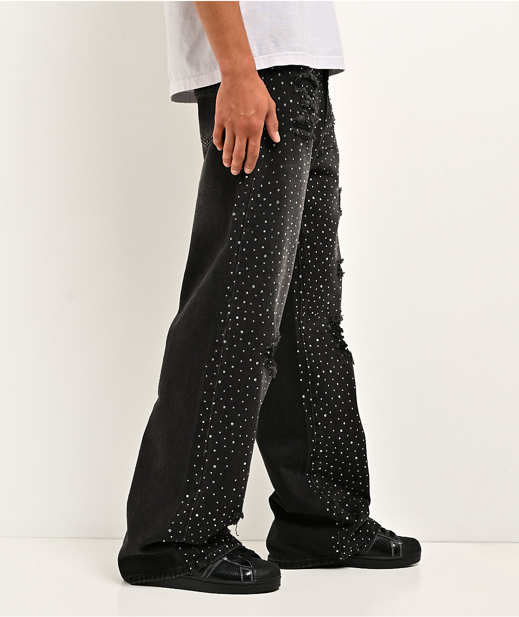 American Stitch Scattered Rhinestone Black Wash Jeans