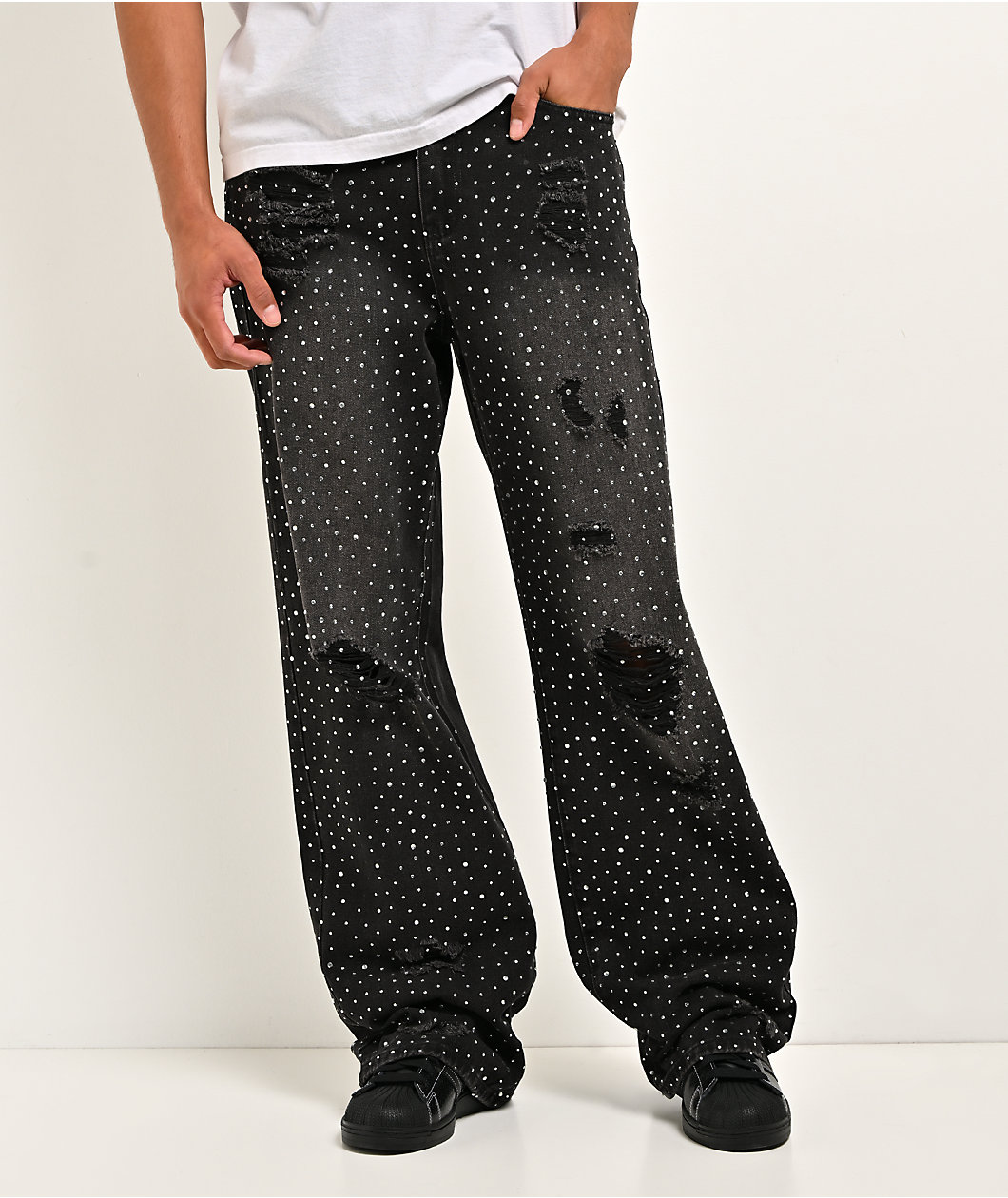 American Stitch Scattered Rhinestone Black Wash Jeans