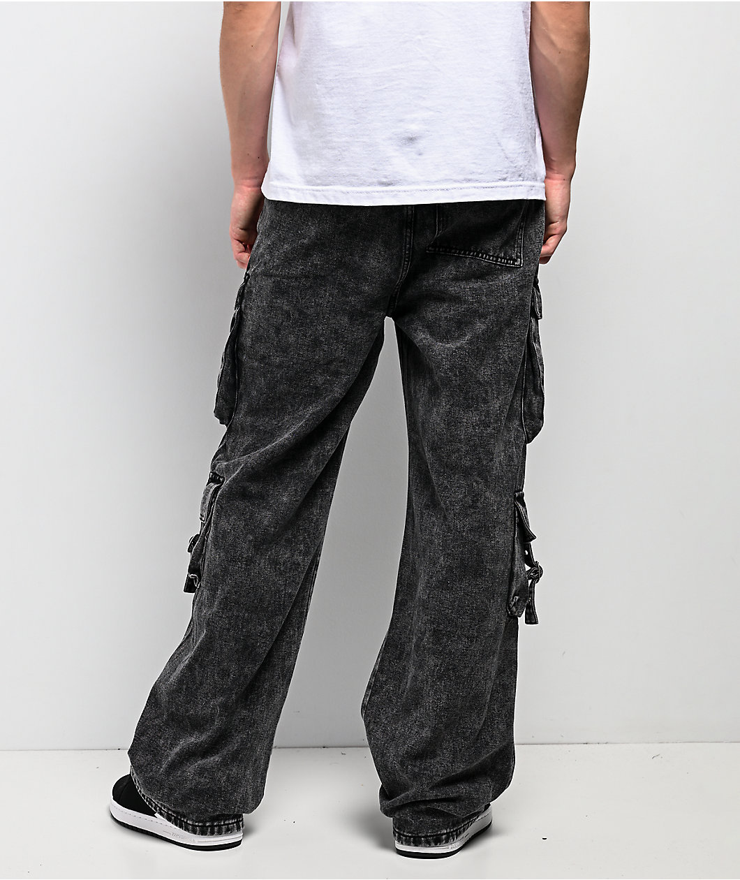 American Stitch Strap Black Wash Cargo Pants