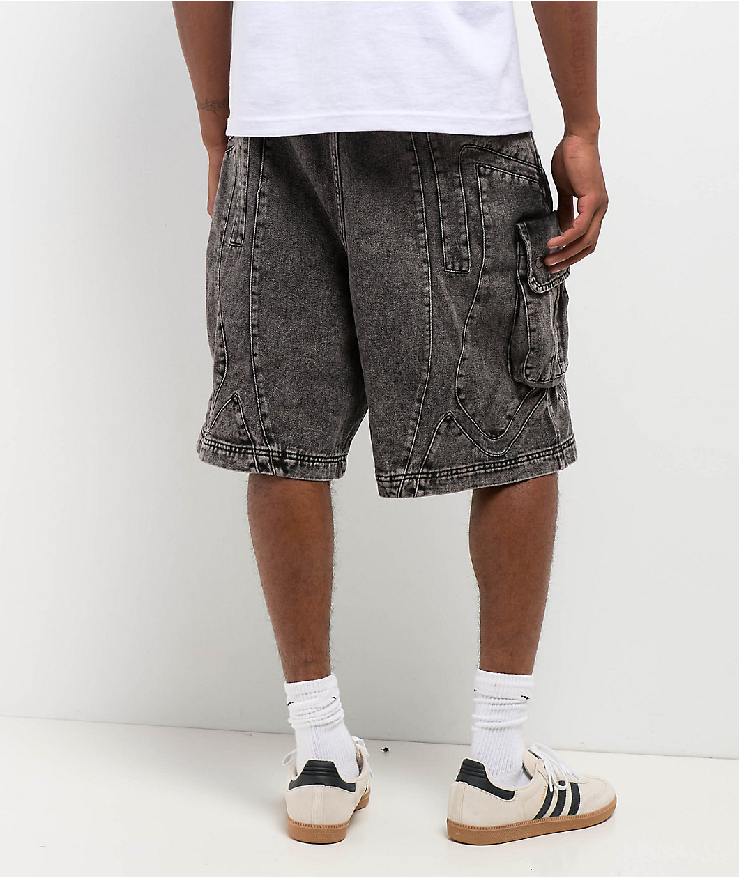 American Stitch Zig Zag Black Wash Cargo Shorts