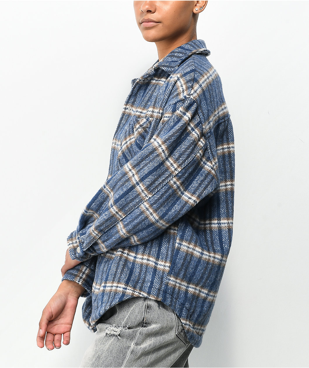 Angel Kiss Combo Blue Flannel Shirt
