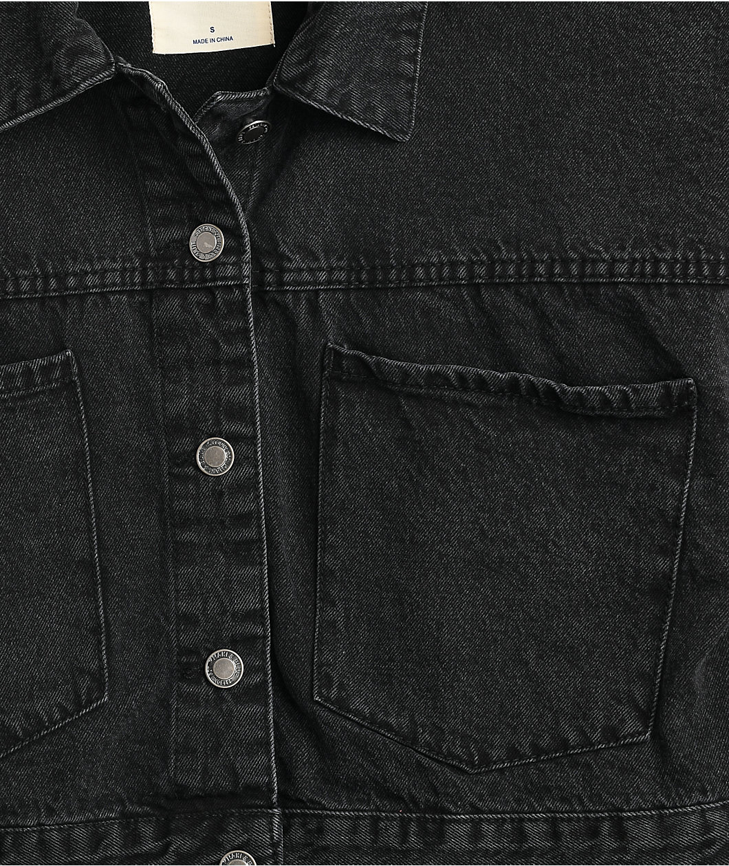 Angel Kiss Oversize Dark Wash Crop Denim Jacket