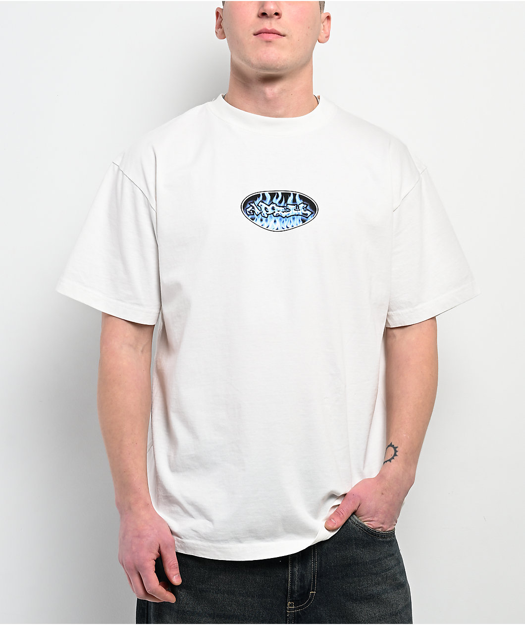 April Clear Flames White Boxy T-Shirt