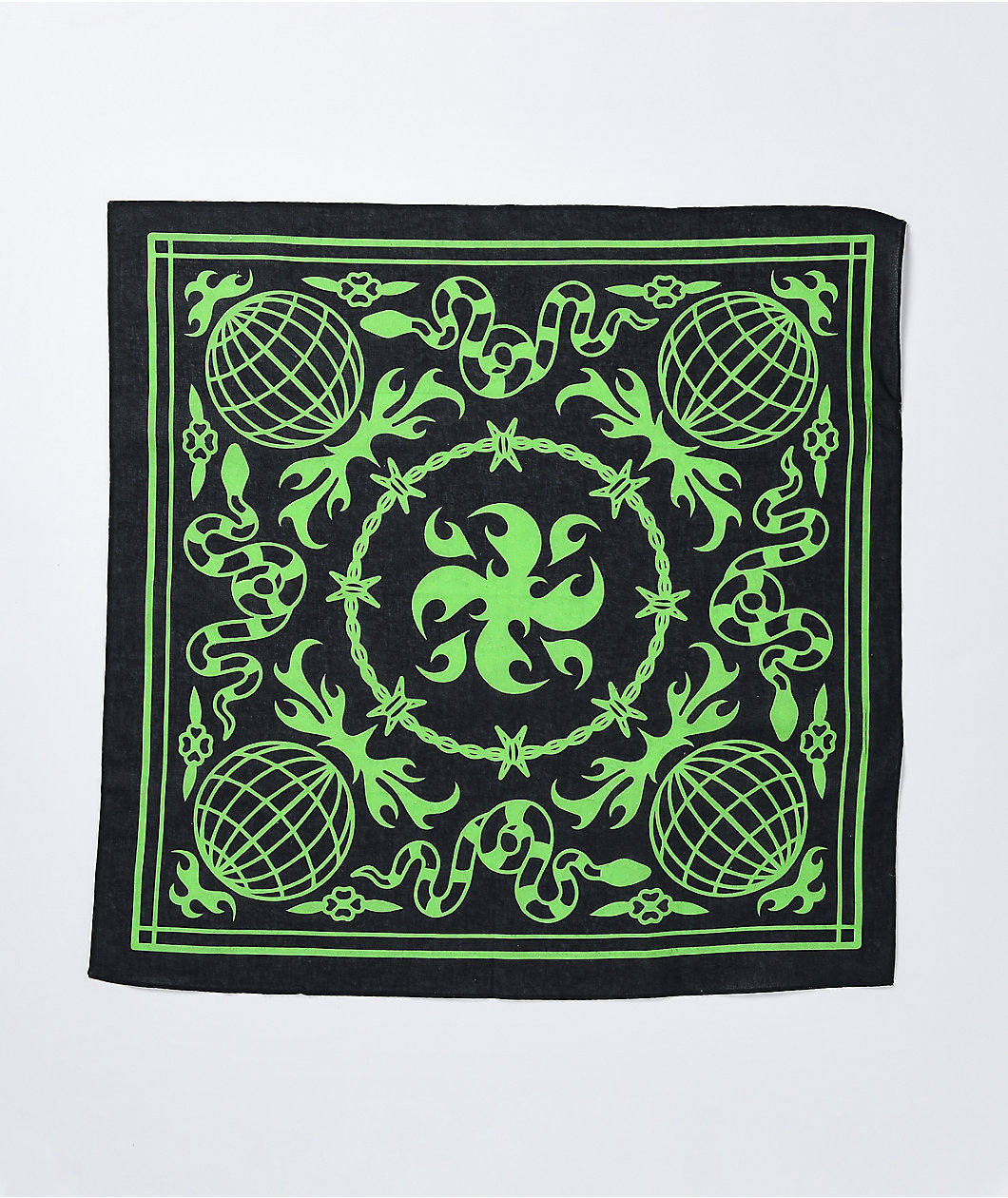 Artist Collective Globe Black & Lime Bandana