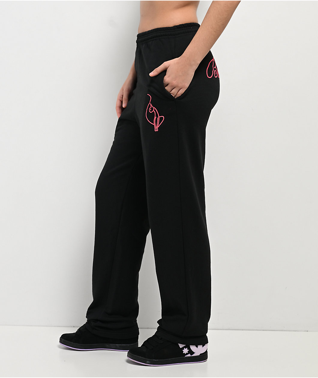 Baby Phat Script Black Straight Leg Sweatpants