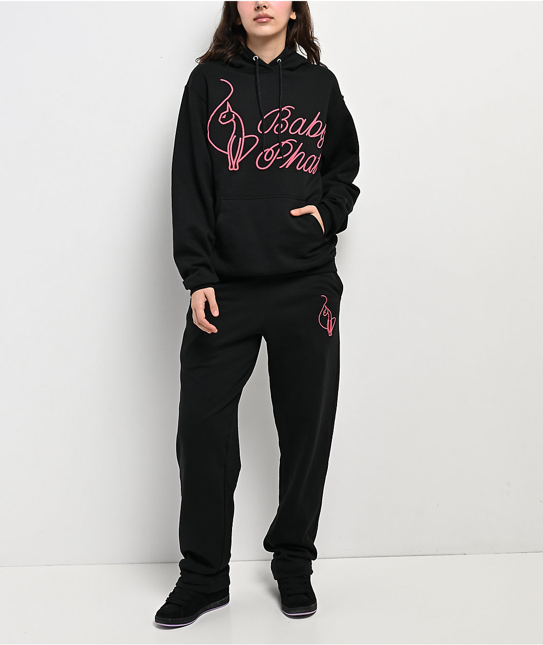 Baby Phat Script Black Straight Leg Sweatpants
