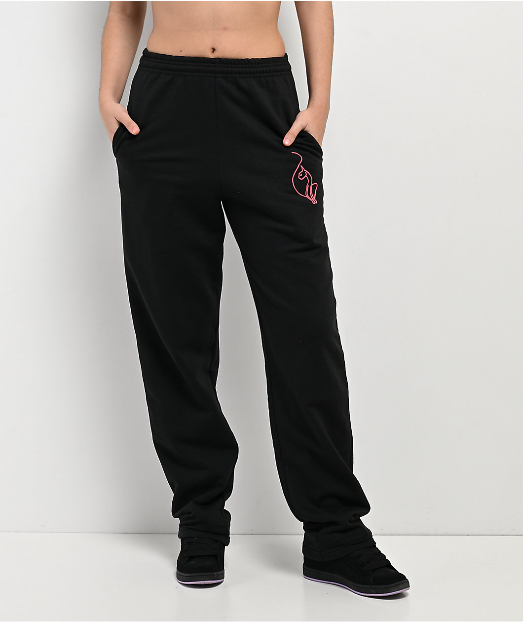 Baby Phat Script Black Straight Leg Sweatpants