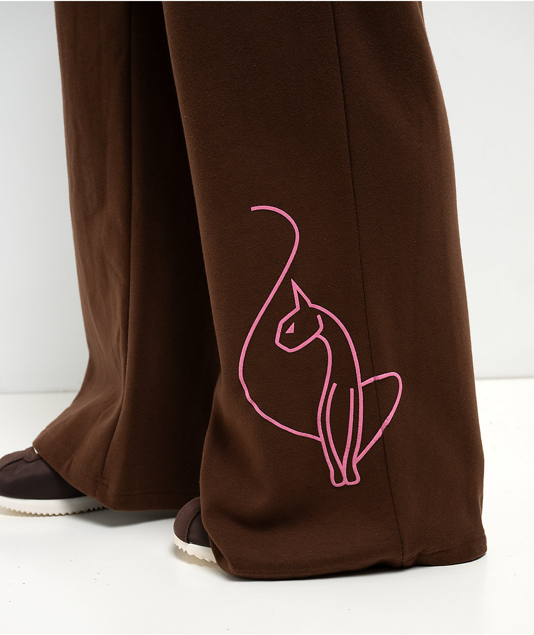 Baby Phat Script Cat Brown Wide Leg Sweatpants