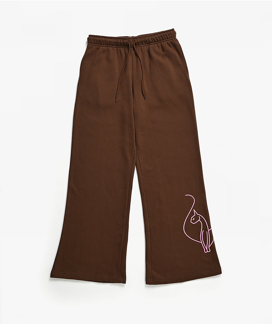 Baby Phat Script Cat Brown Wide Leg Sweatpants
