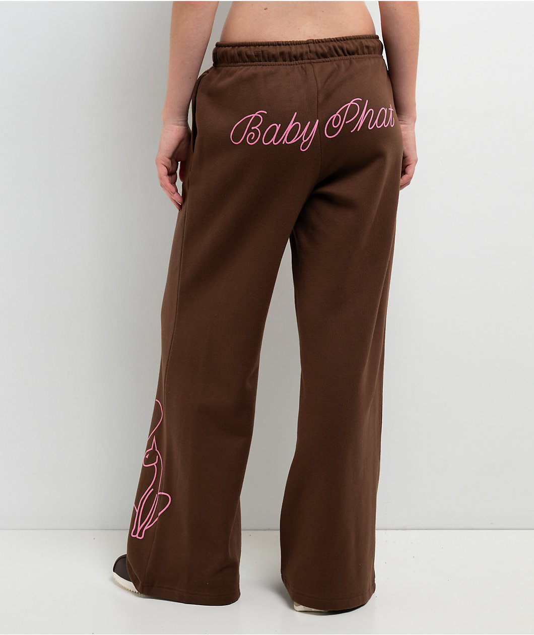 Baby Phat Script Cat Brown Wide Leg Sweatpants