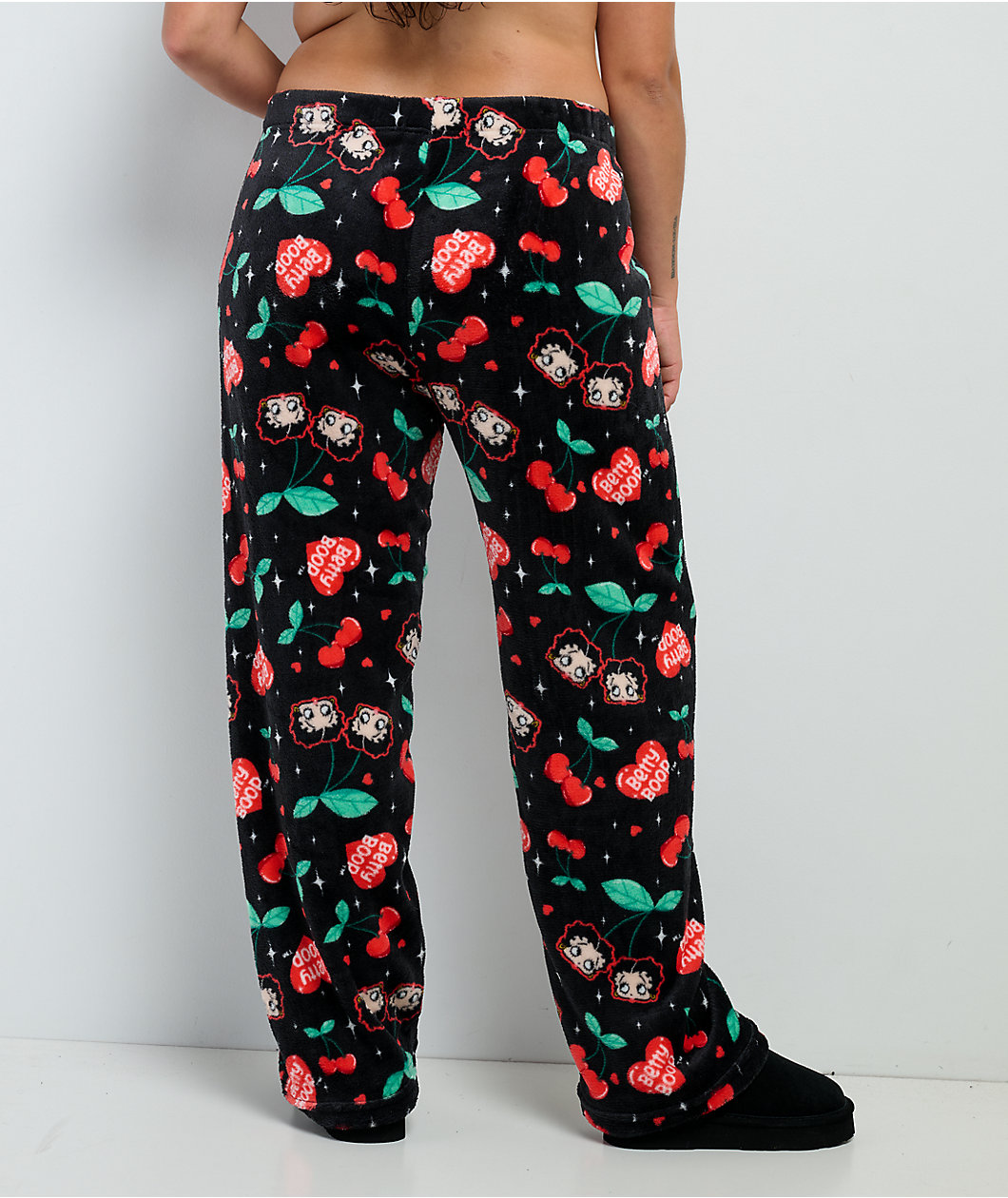 Betty Boop Cherry Black Plush Lounge Pants