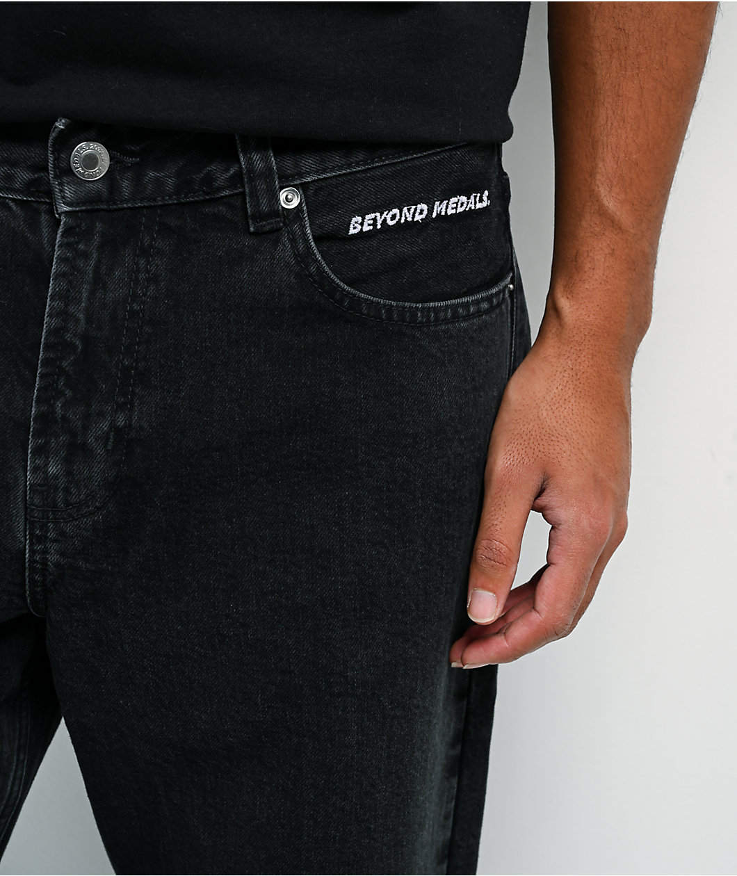 Beyond Medals Black Loose Straight Leg Jeans