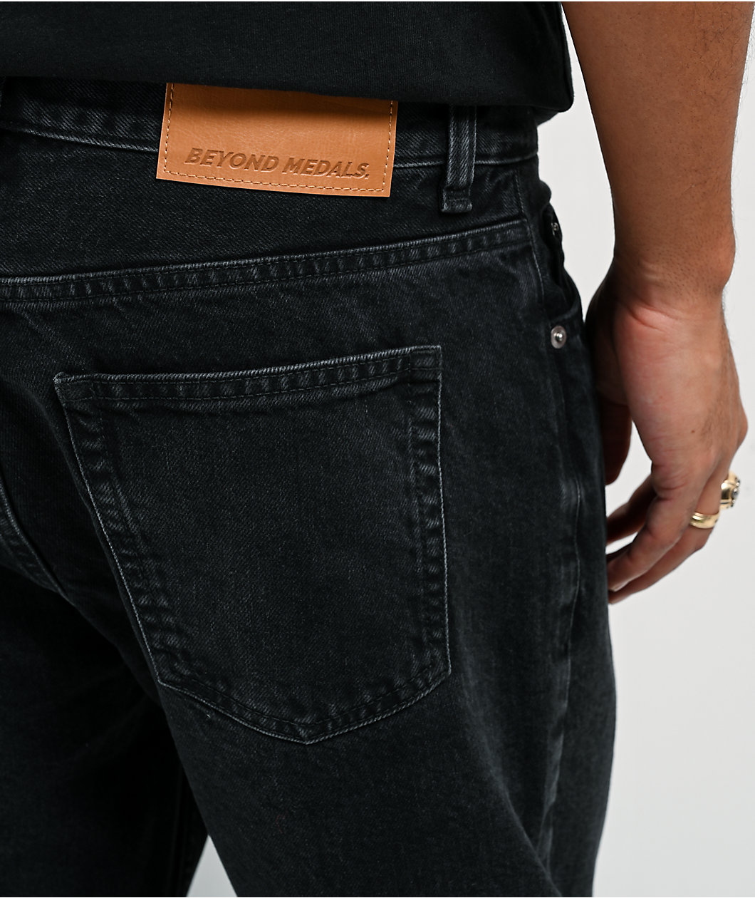 Beyond Medals Black Loose Straight Leg Jeans