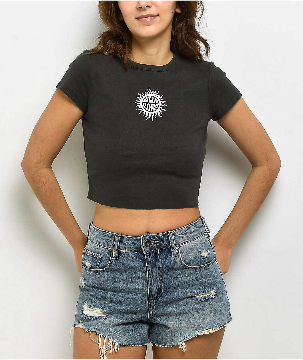 Billabong Bring The Sun Black Crop T-Shirt