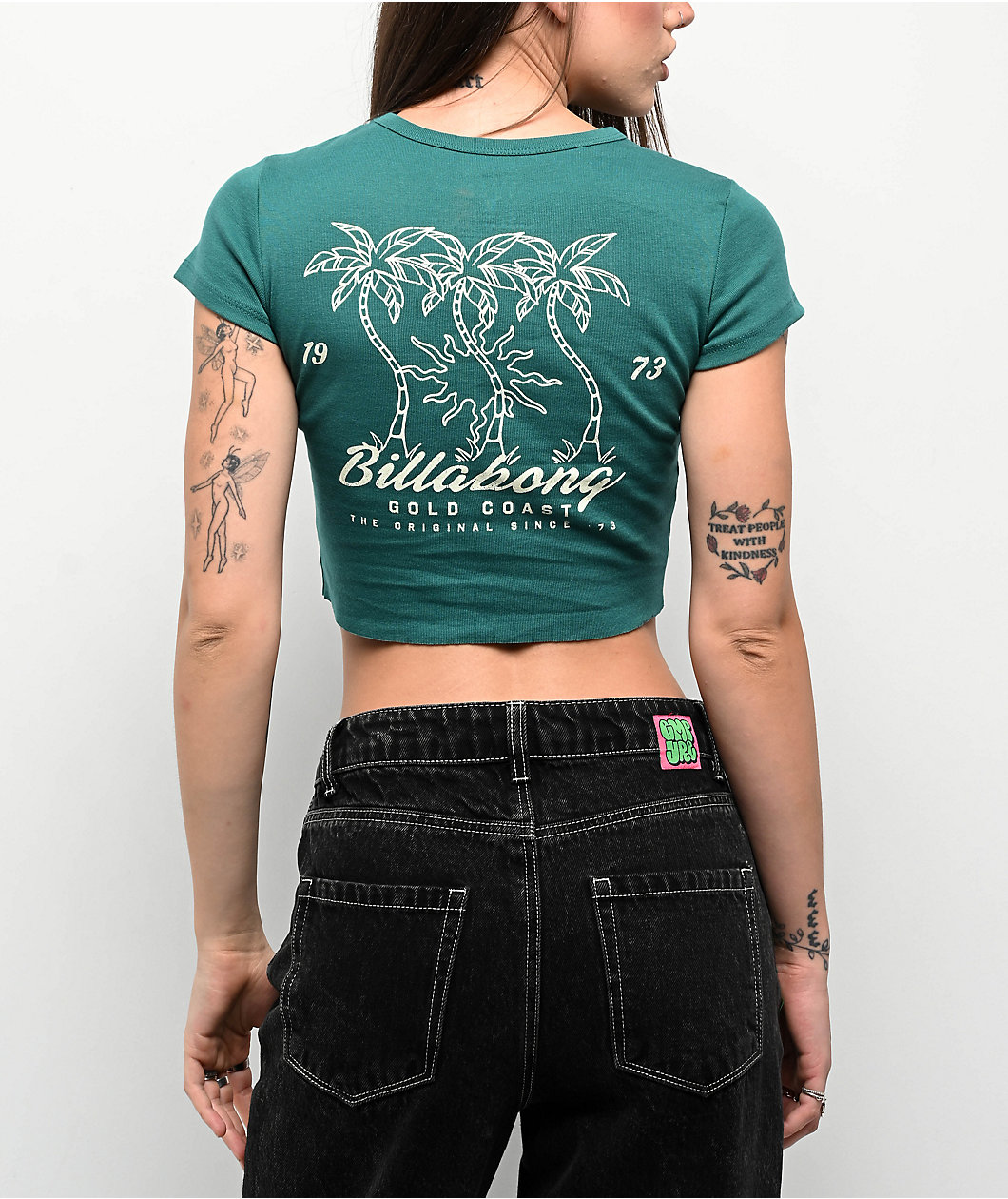 Billabong In The Sun Green Crop T-Shirt