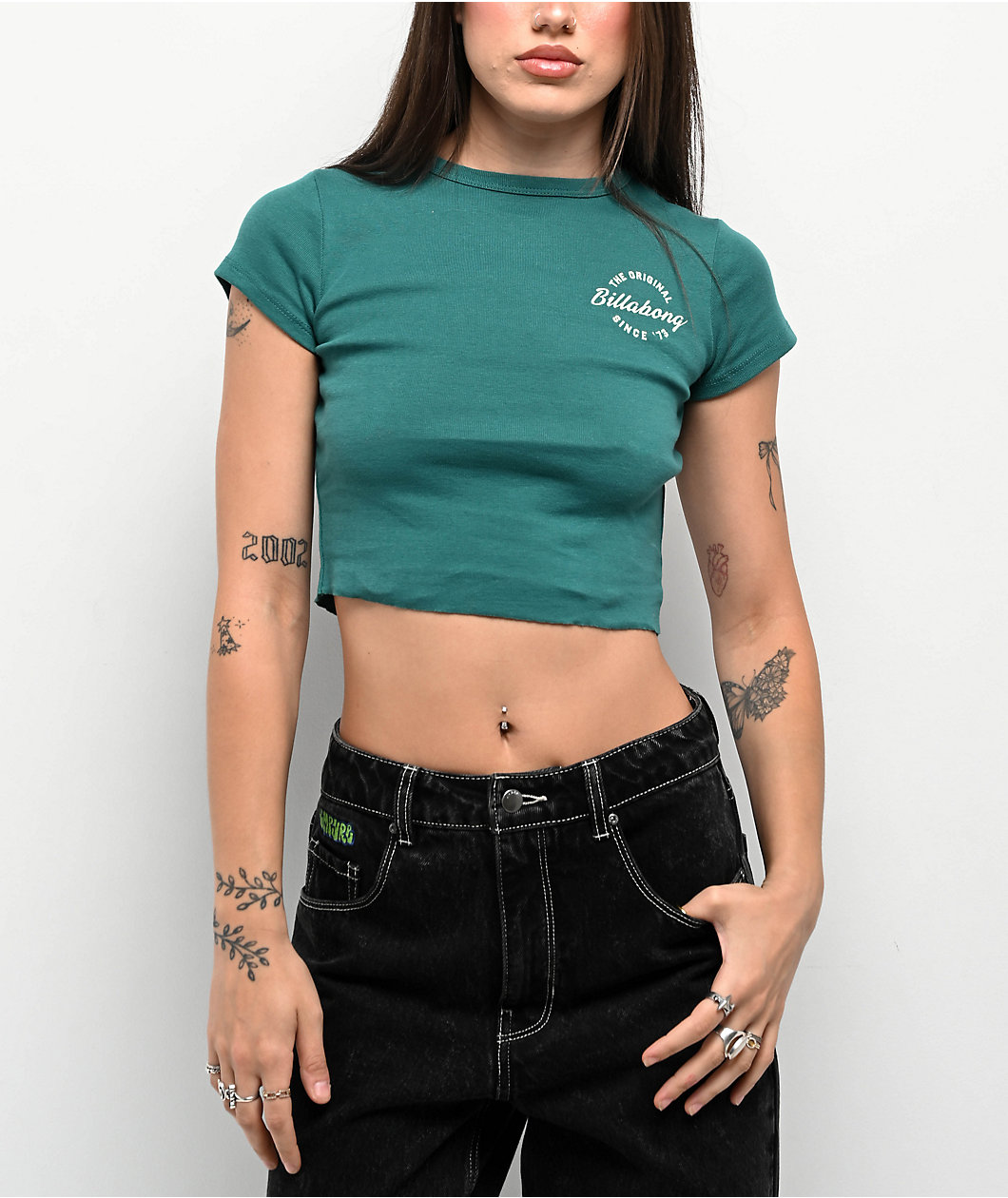 Billabong In The Sun Green Crop T-Shirt
