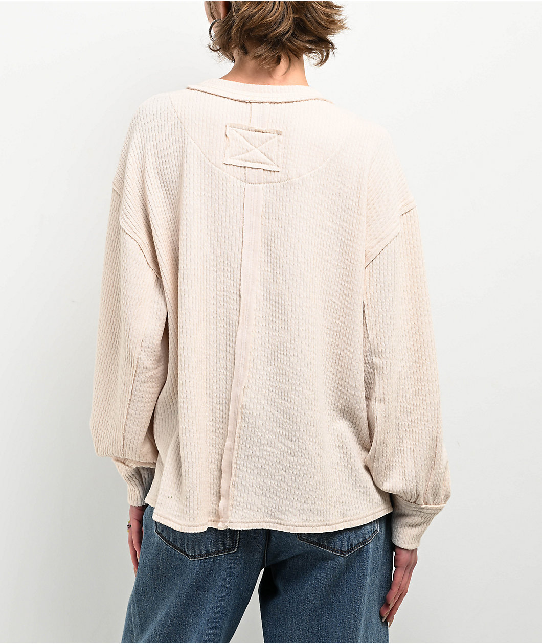 Blu Pepper Balloon Sleeve Cream Sweater