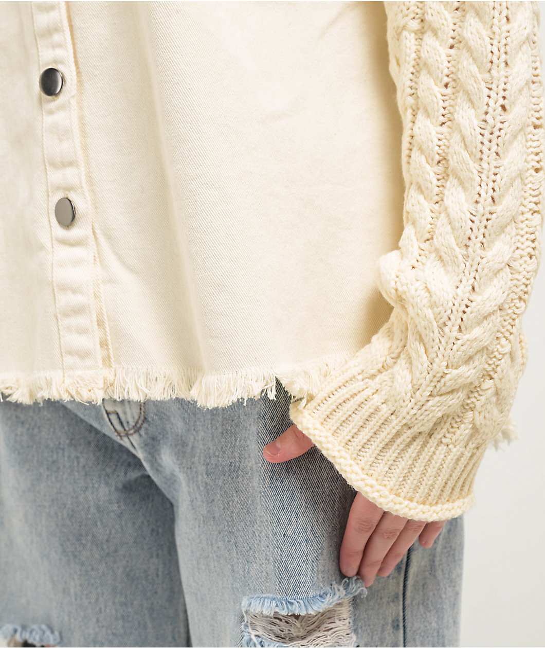 Blu Pepper Contrast Knit White Jacket