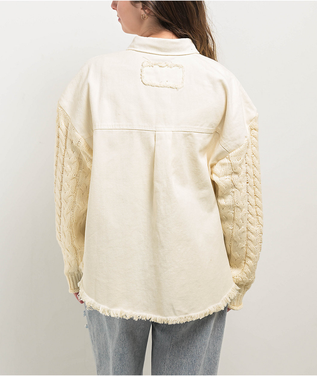 Blu Pepper Contrast Knit White Jacket