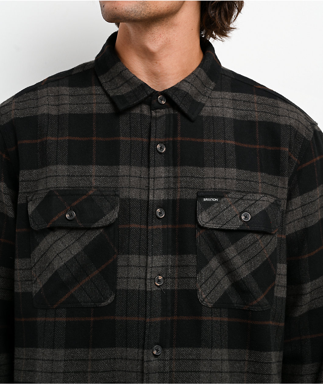 Brixton Bowery Black & Charcoal Flannel Shirt