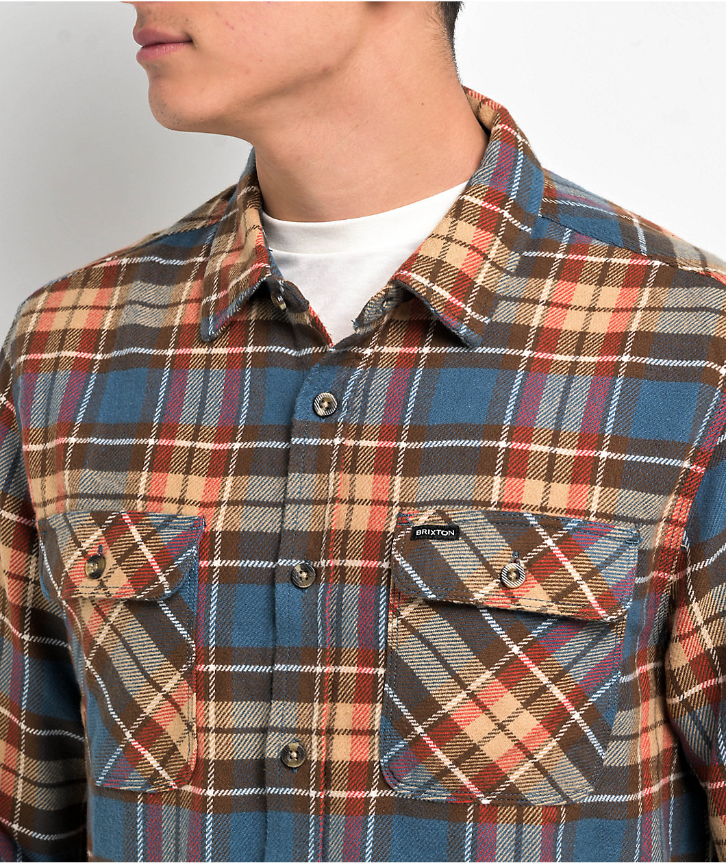 Brixton Bowery Blue & Sand Flannel Shirt