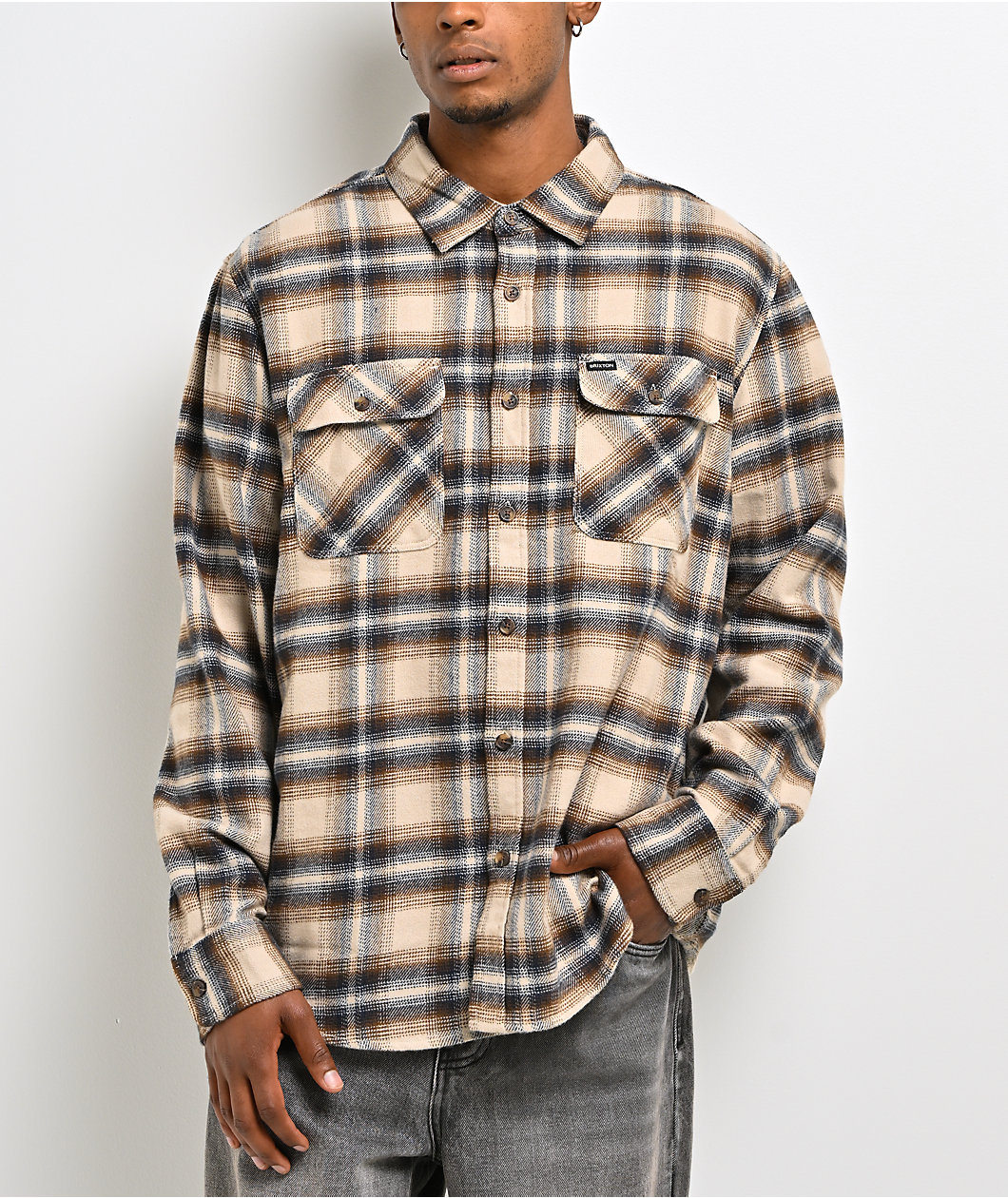 Brixton Bowery Cream Flannel Shirt