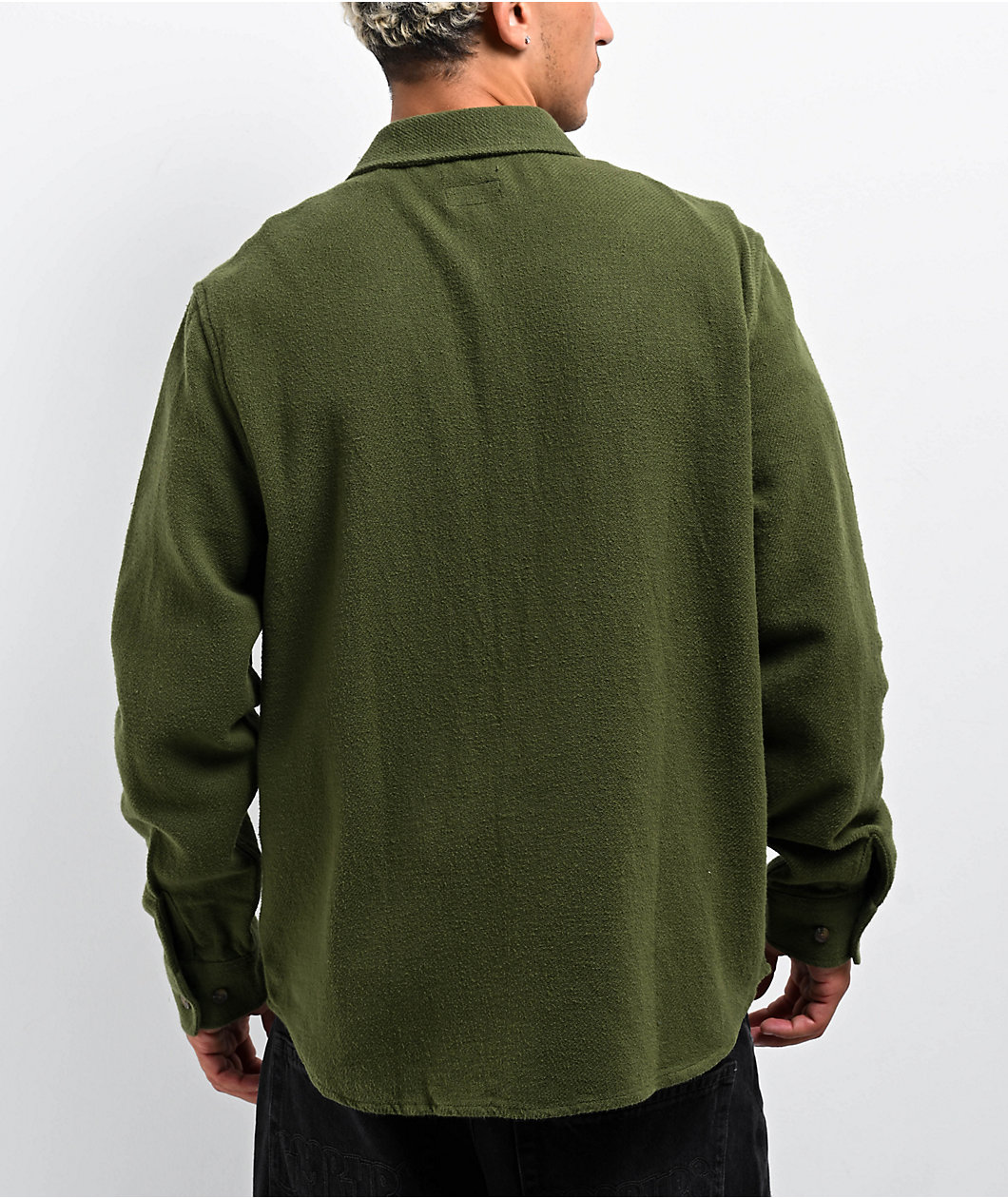 Brixton Bowery Textured Olive Surplus Long Sleeve Button Up Shirt