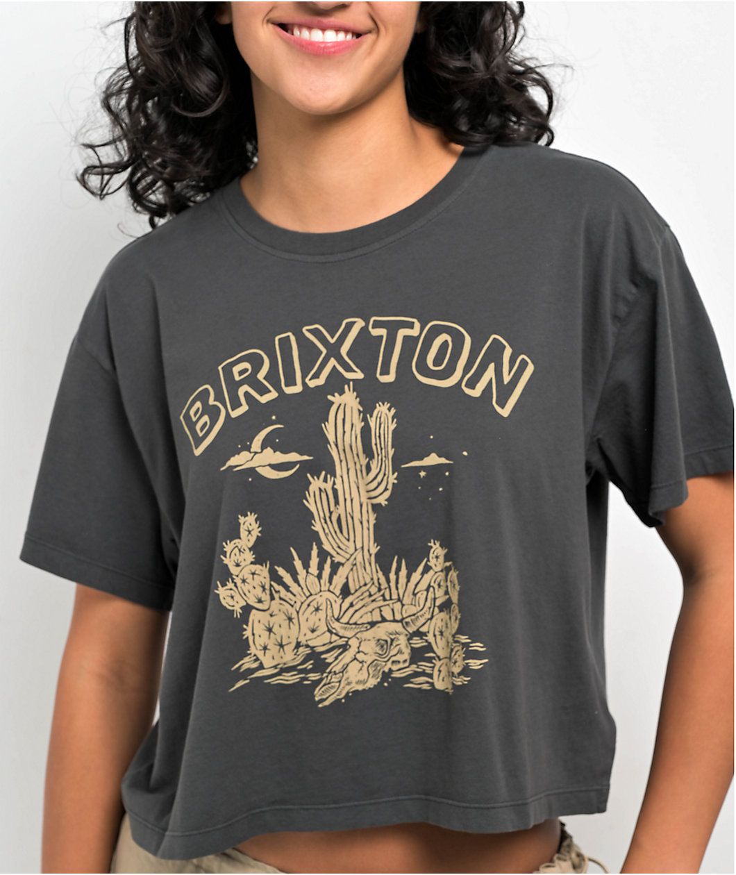 Brixton Cactus Black Crop T-Shirt