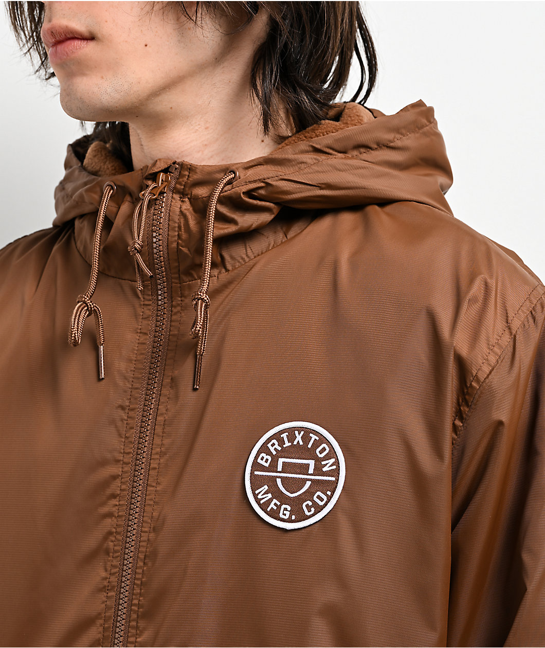 Brixton Claxton Crest Brown Windbreaker Jacket