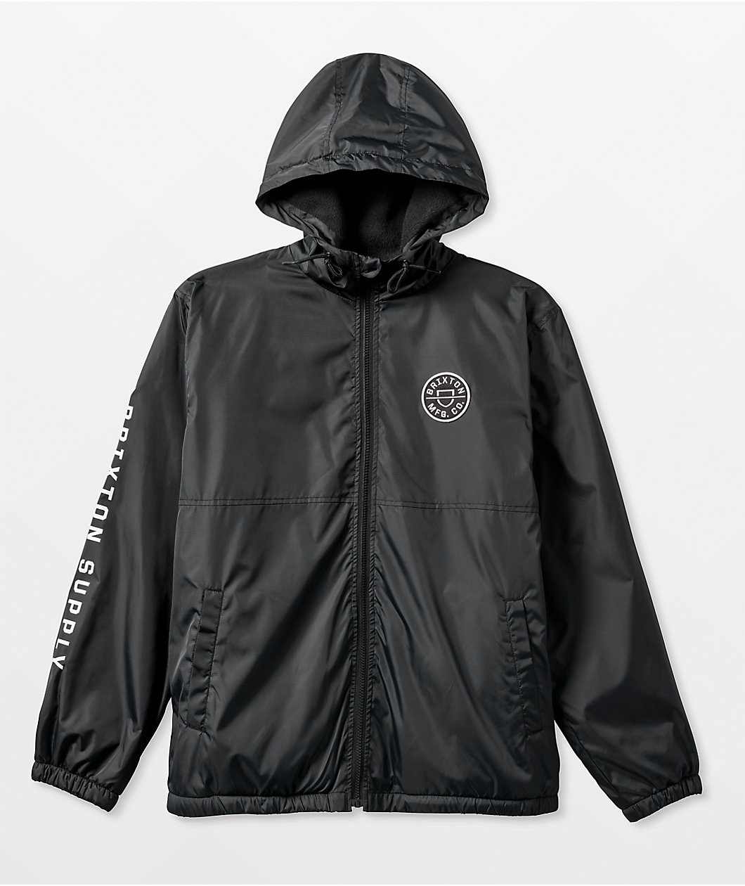 Brixton Claxton Crest Lined Black Windbreaker Jacket