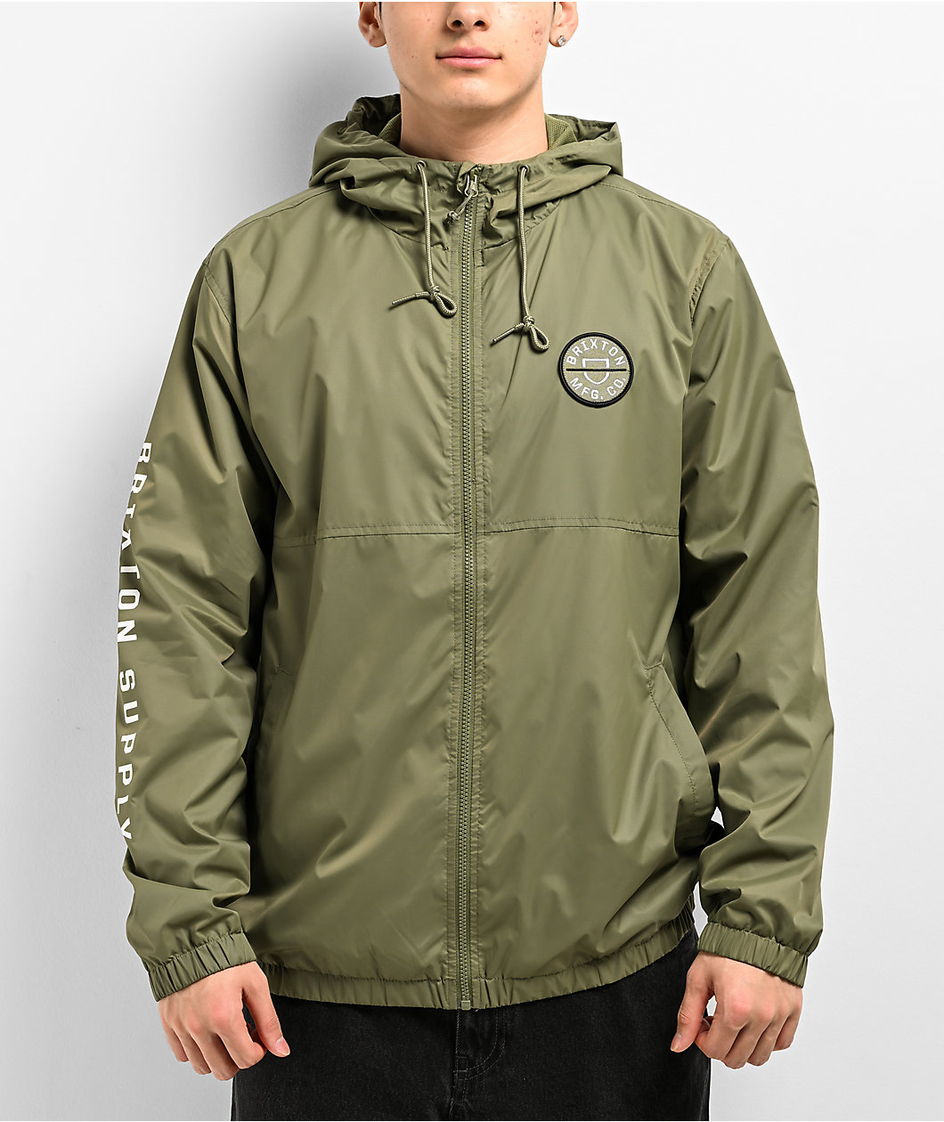 Brixton Claxton Crest Olive Windbreaker Jacket