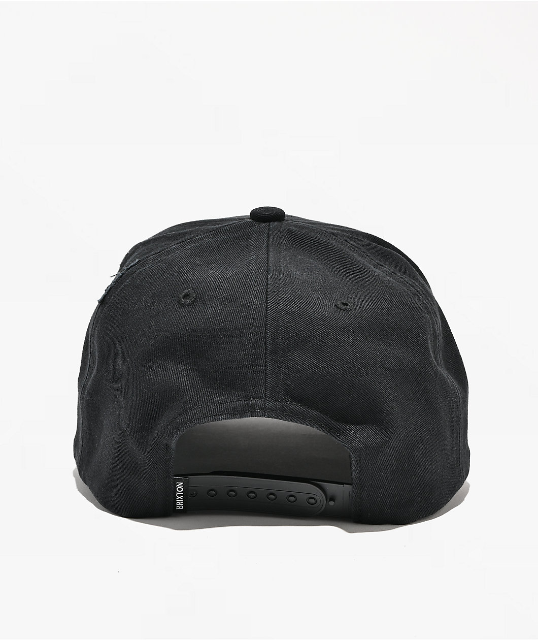 Brixton Crest Distress Black Canvas Snapback Hat