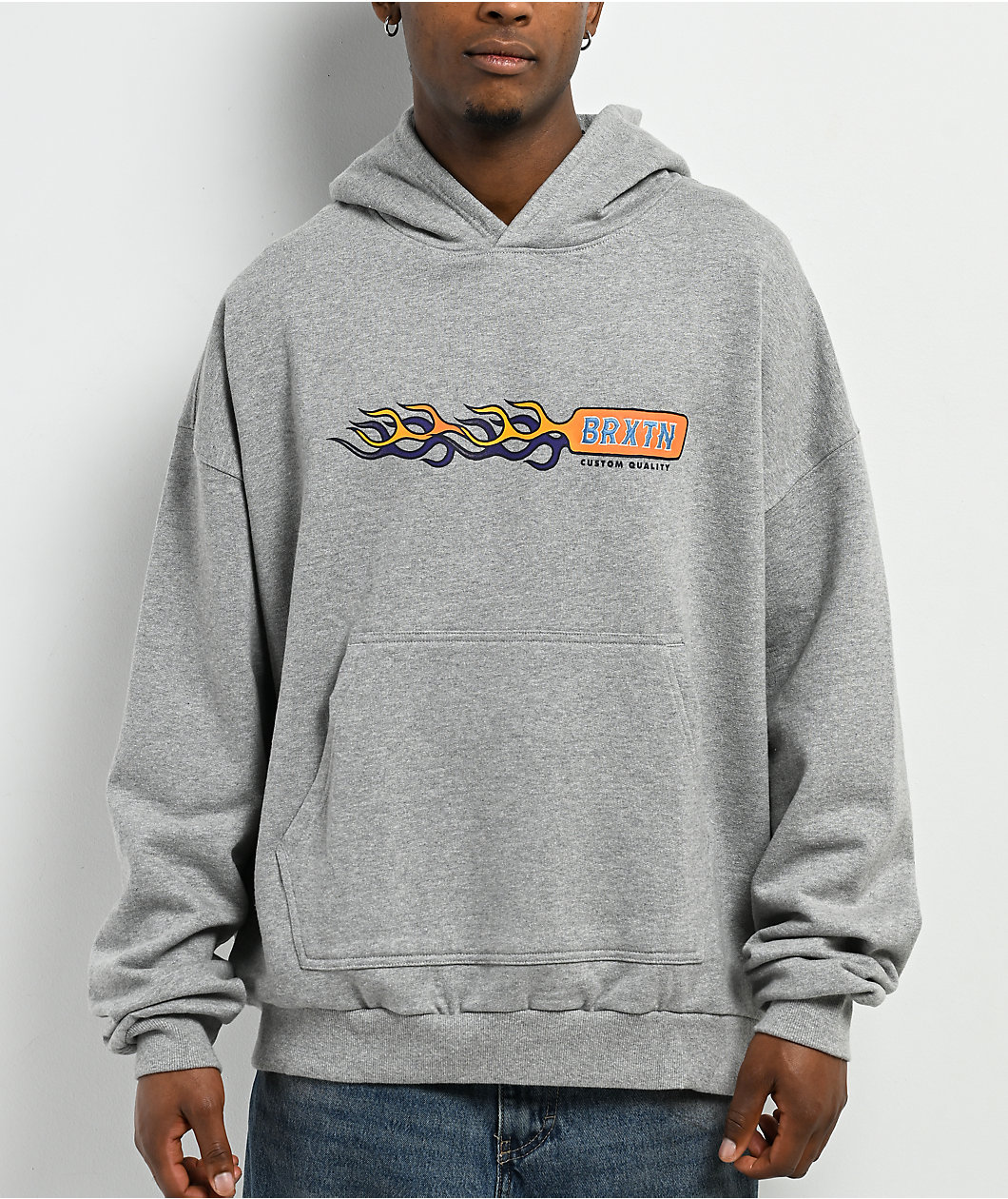 Brixton Flames Gunmetal Heather Oversized Hoodie