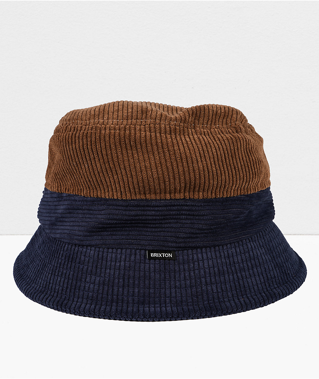 Brixton Gramercy Navy, Brown & White Packable Corduroy Bucket Hat