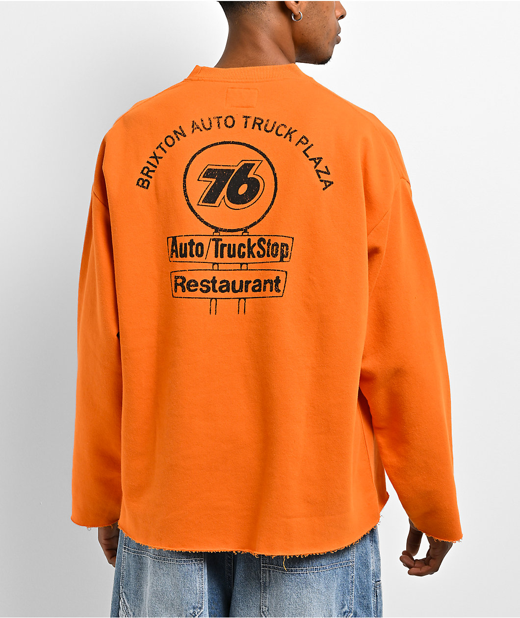 Brixton x 76 Chopped Orange Crewneck Sweatshirt